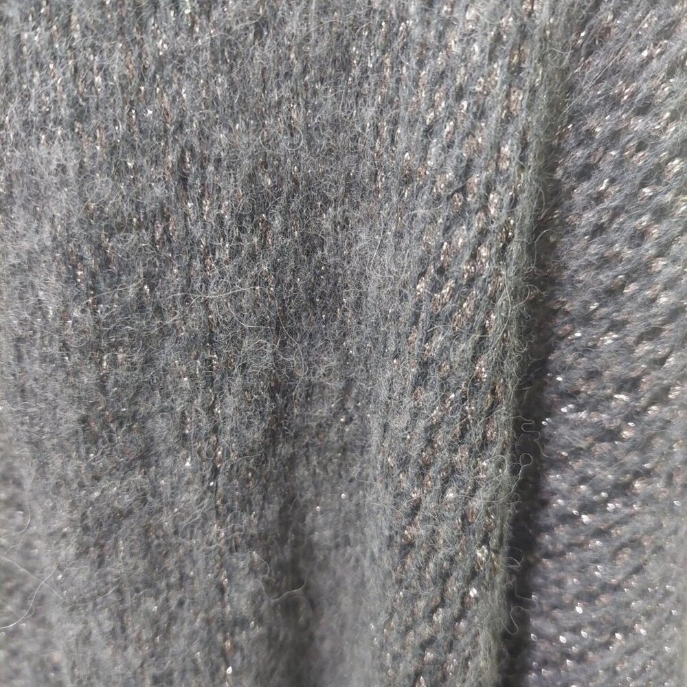 Eileen Fisher Open Front Gray Metallic Alpaca/Wool Blend Cardigan Sweater Large - Picture 5 of 8